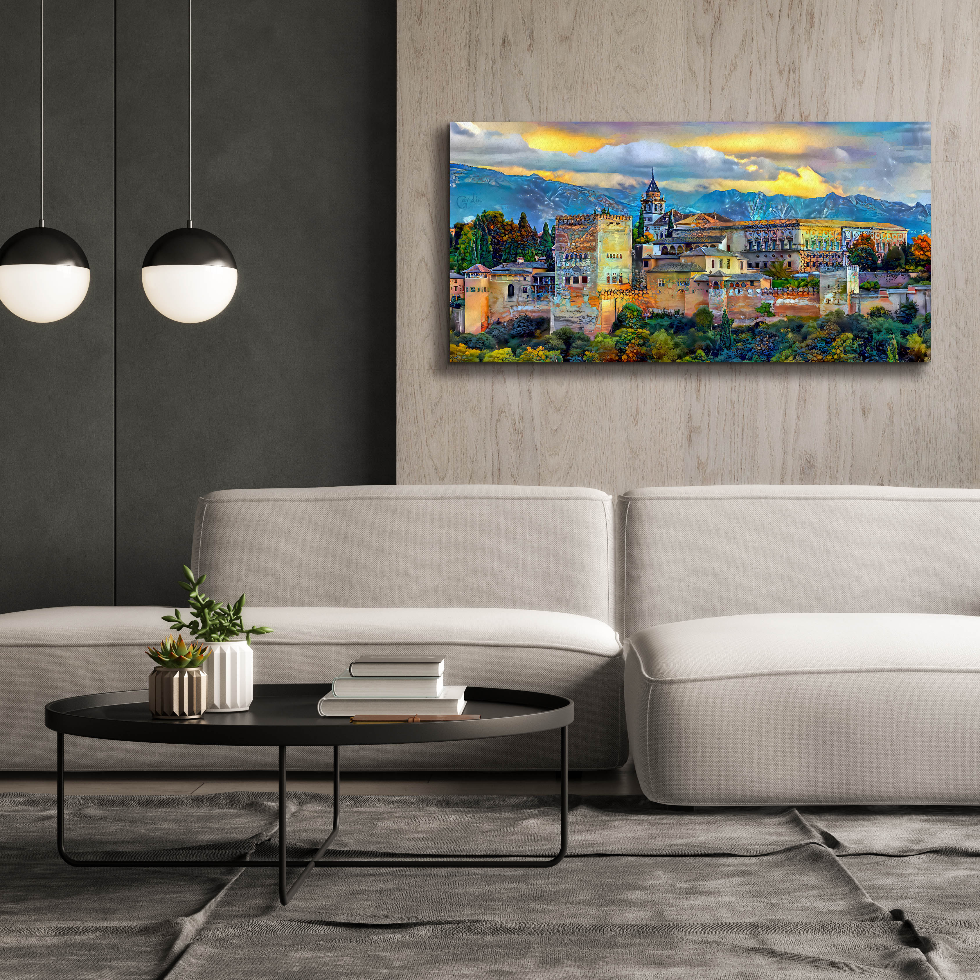 'Granada Spain La Alhambra' by Pedro Gavidia, Canvas Wall Art,60 x 30