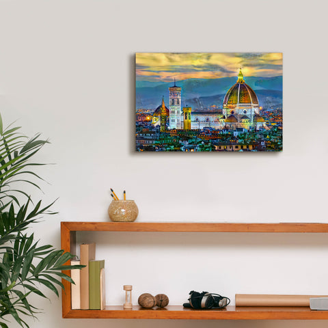 Image of 'Florence Italy Duomo Sunset' by Pedro Gavidia, Canvas Wall Art,18 x 12