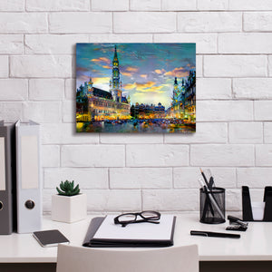 'Brussels Belgium Night' by Pedro Gavidia, Canvas Wall Art,16 x 12