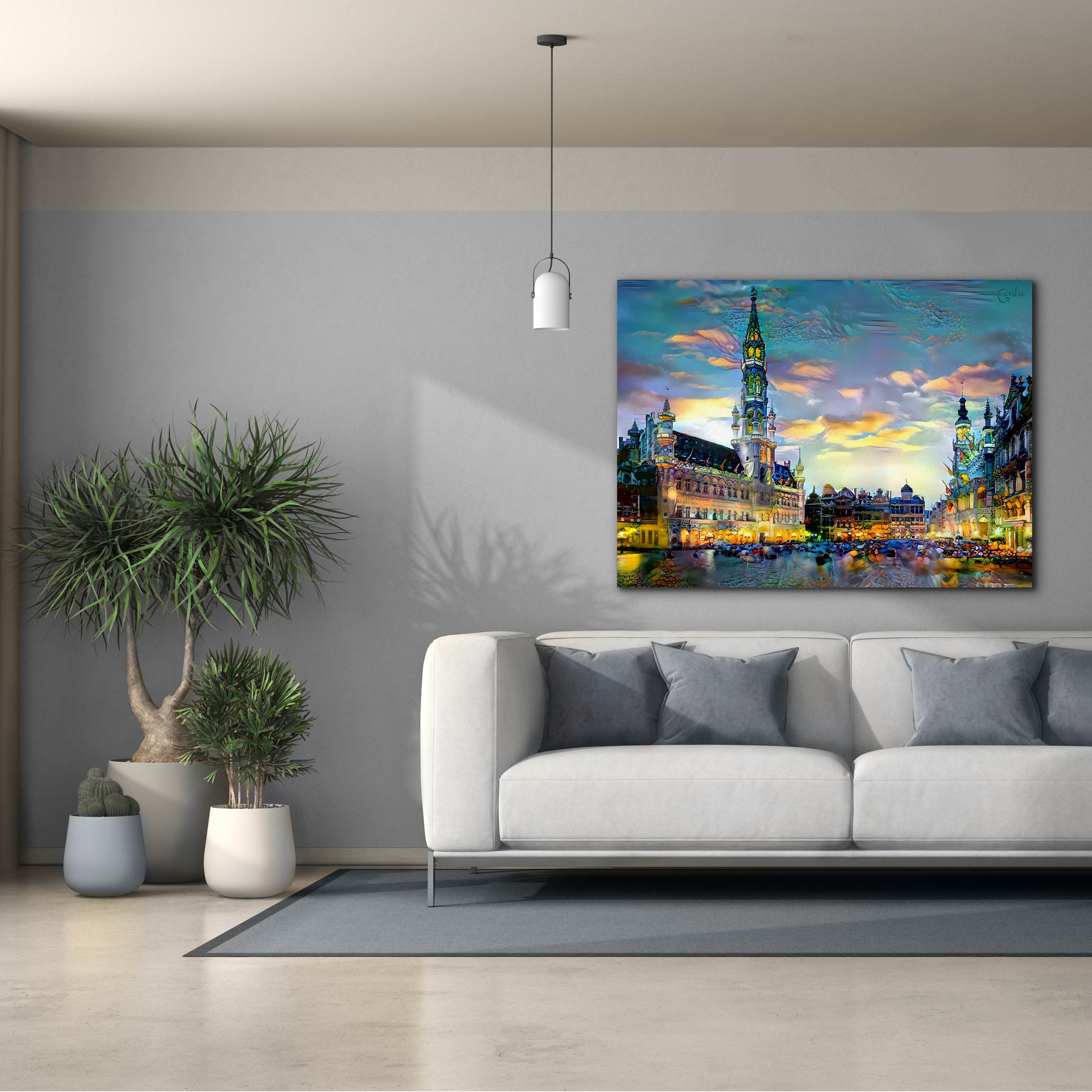 'Brussels Belgium Night' by Pedro Gavidia, Canvas Wall Art,54 x 40