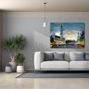 'Brussels Belgium Night' by Pedro Gavidia, Canvas Wall Art,54 x 40