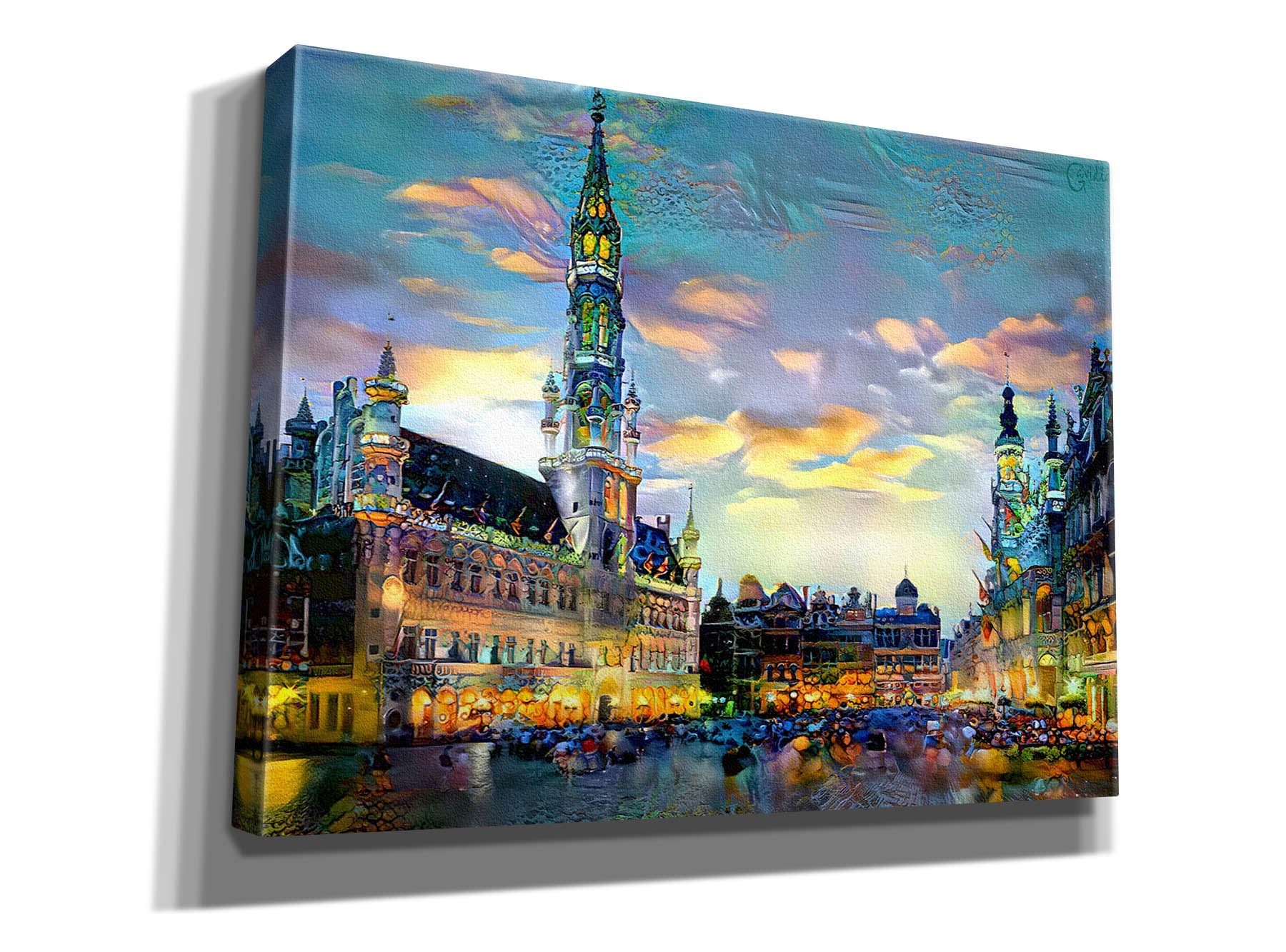'Brussels Belgium Night' by Pedro Gavidia, Canvas Wall Art