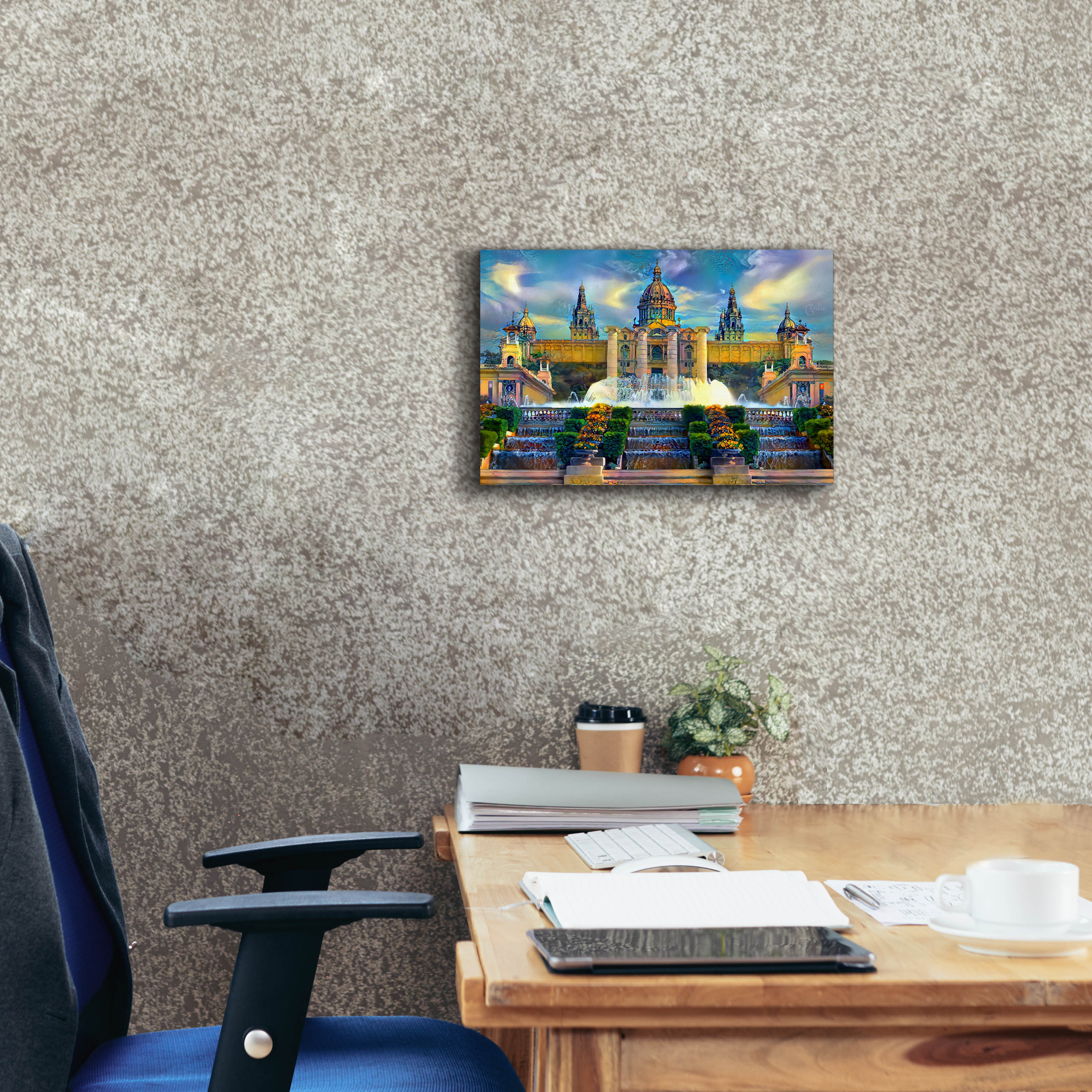 'Barcelona Spain Montjuic' by Pedro Gavidia, Canvas Wall Art,18 x 12