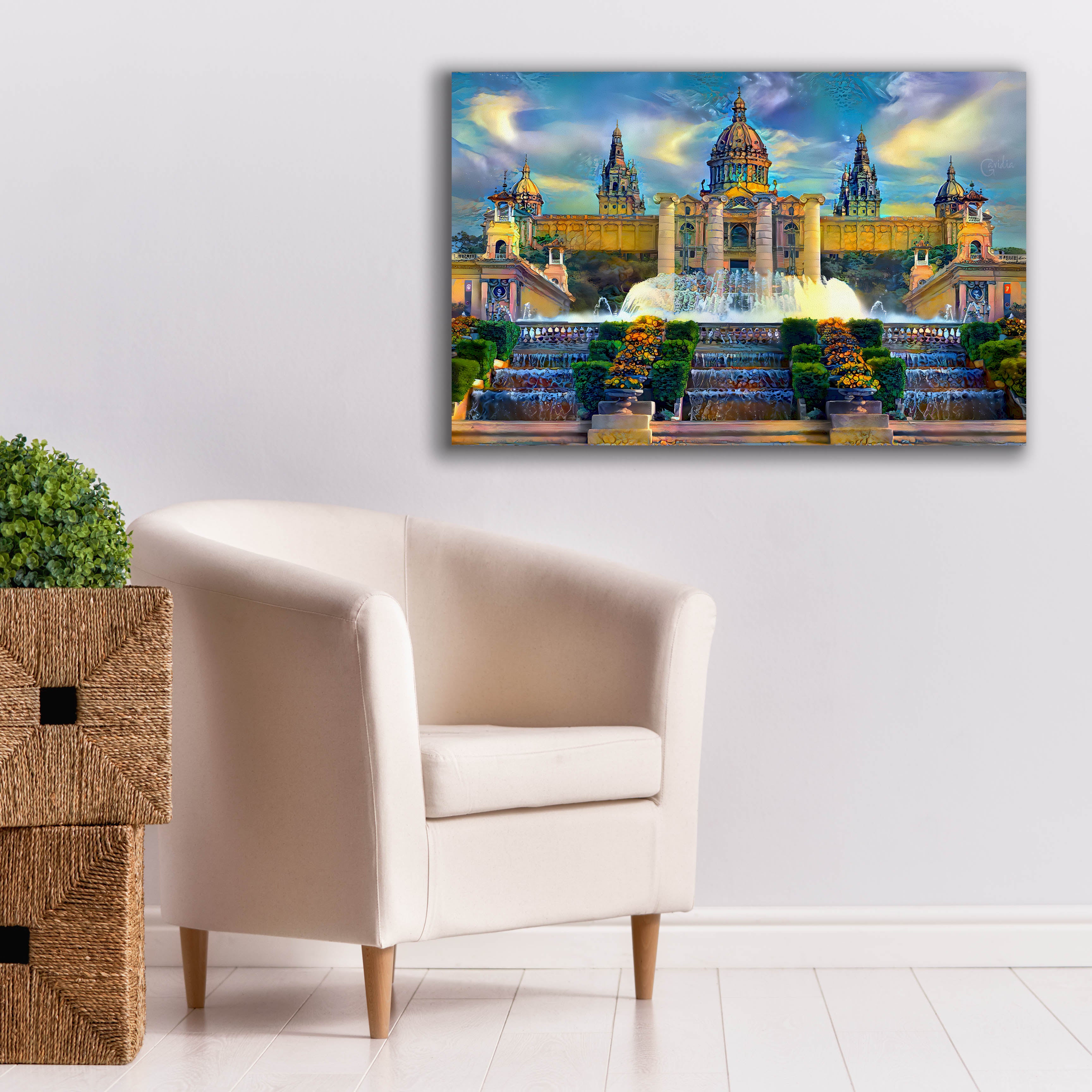 'Barcelona Spain Montjuic' by Pedro Gavidia, Canvas Wall Art,40 x 26