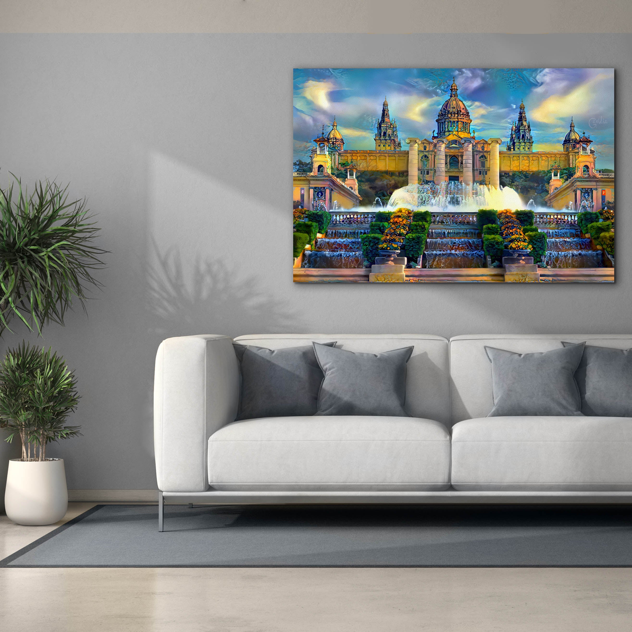 'Barcelona Spain Montjuic' by Pedro Gavidia, Canvas Wall Art,60 x 40