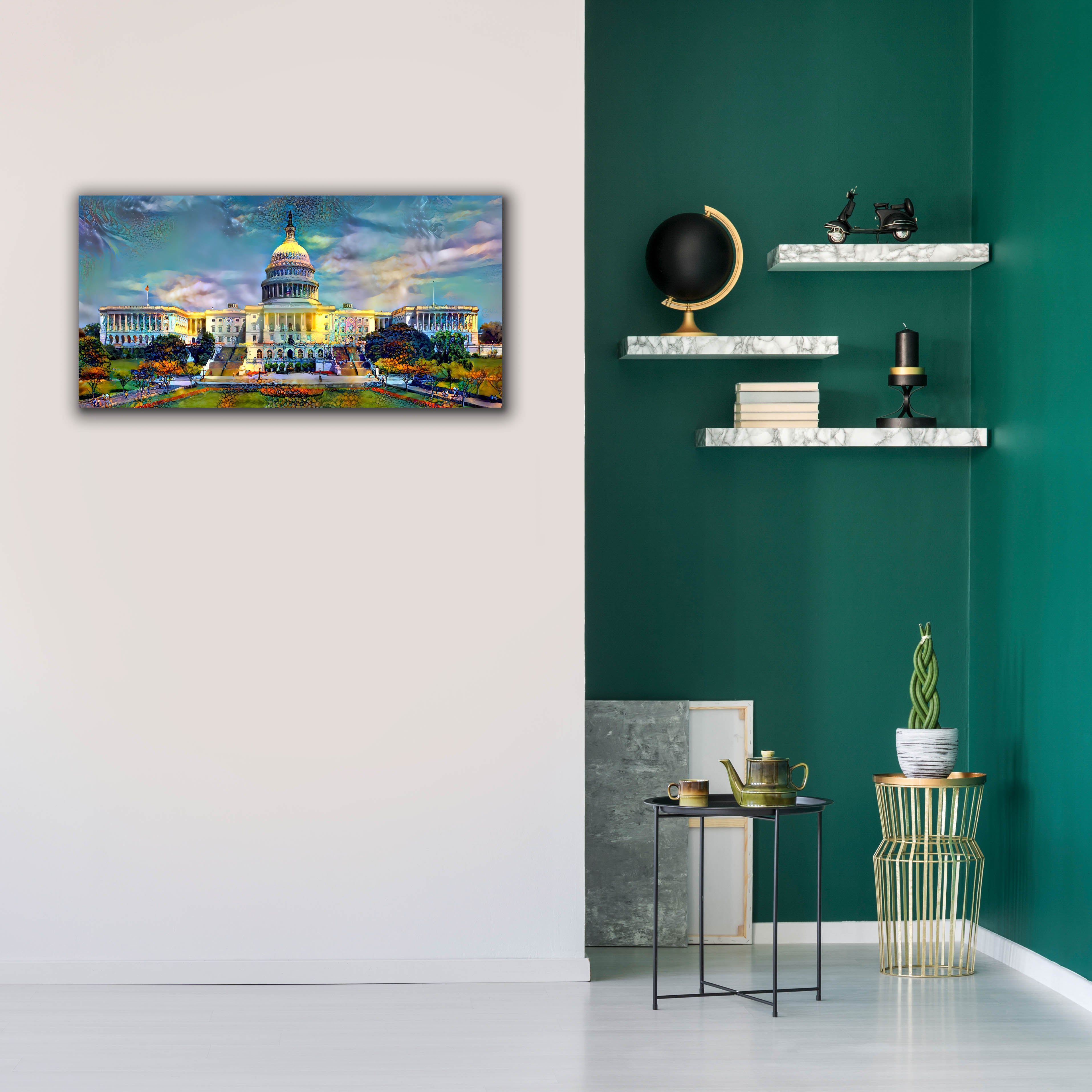 'Washington United States Capitol' by Pedro Gavidia, Canvas Wall Art,40 x 20