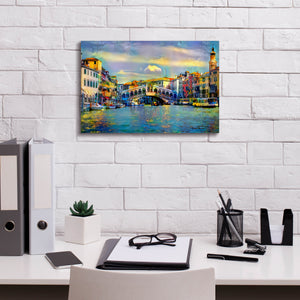 'Venice Italy Rialto Bridge' by Pedro Gavidia, Canvas Wall Art,18 x 12