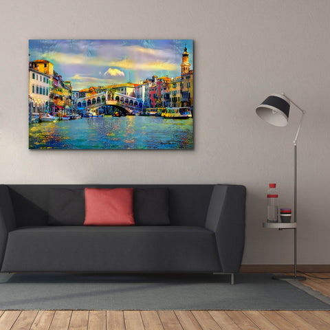 Image of 'Venice Italy Rialto Bridge' by Pedro Gavidia, Canvas Wall Art,60 x 40