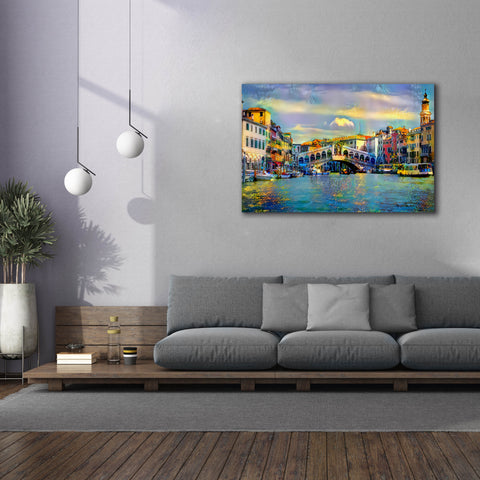 Image of 'Venice Italy Rialto Bridge' by Pedro Gavidia, Canvas Wall Art,60 x 40