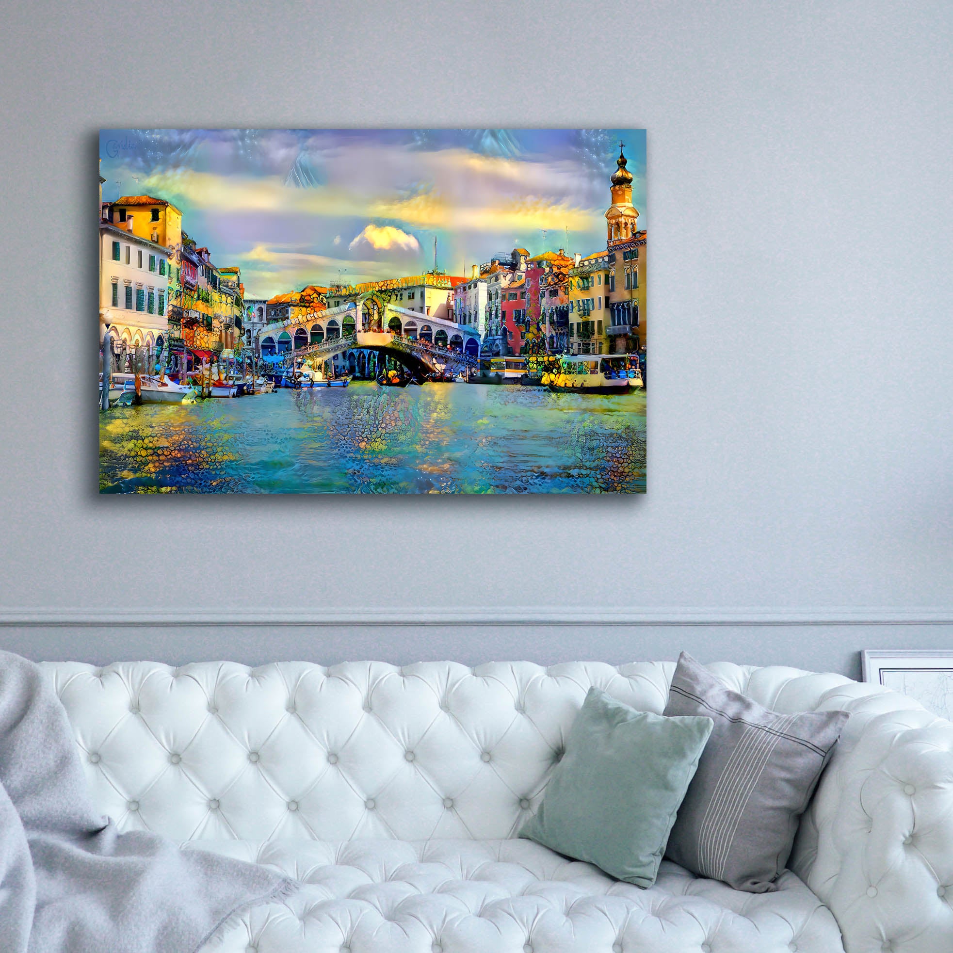 'Venice Italy Rialto Bridge' by Pedro Gavidia, Canvas Wall Art,60 x 40
