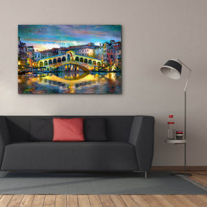 'Venice Italy Rialto Bridge at night' by Pedro Gavidia, Canvas Wall Art,60 x 40