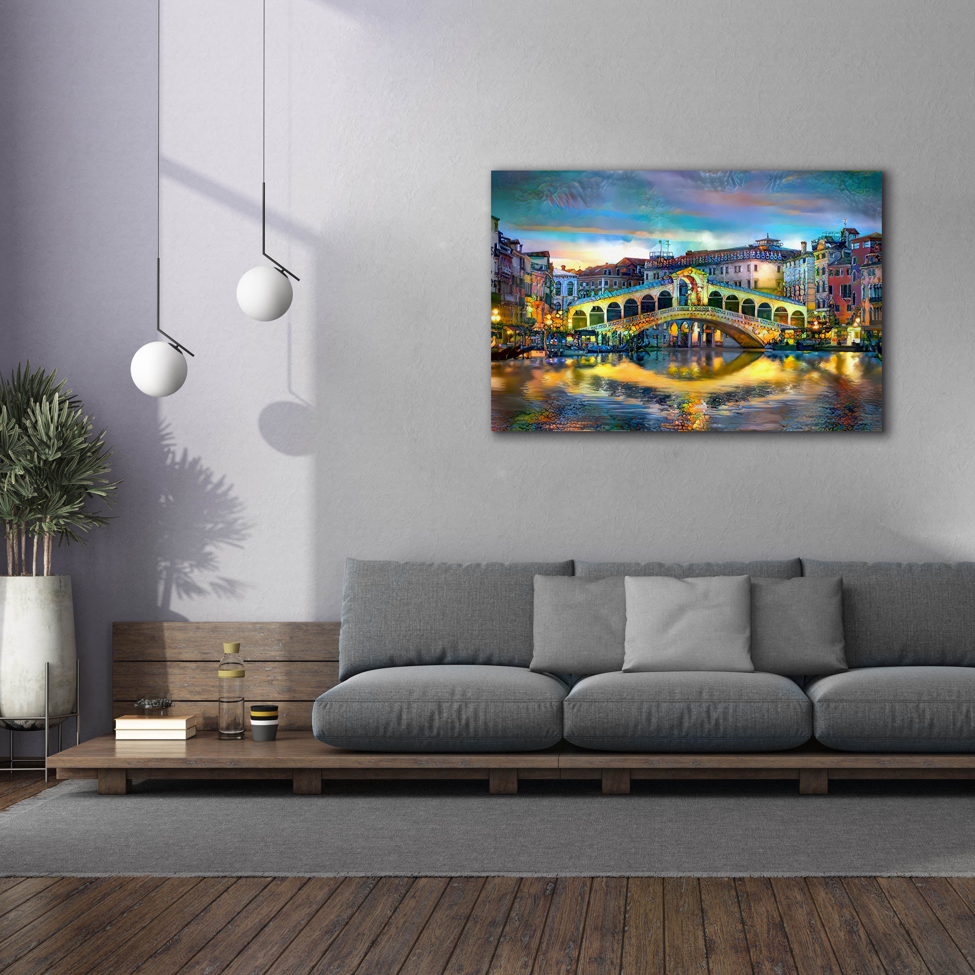 'Venice Italy Rialto Bridge at night' by Pedro Gavidia, Canvas Wall Art,60 x 40