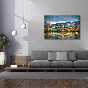 'Venice Italy Rialto Bridge at night' by Pedro Gavidia, Canvas Wall Art,60 x 40