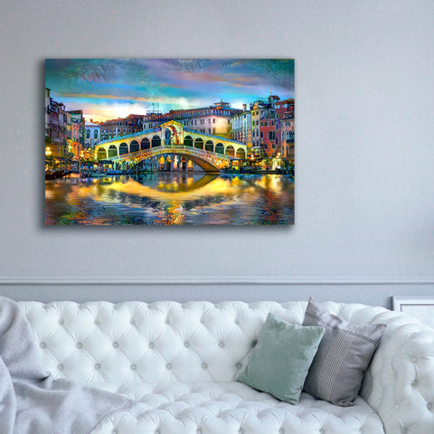 Image of 'Venice Italy Rialto Bridge at night' by Pedro Gavidia, Canvas Wall Art,60 x 40
