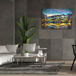 'Venice Italy Rialto Bridge at night' by Pedro Gavidia, Canvas Wall Art,60 x 40