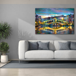 'Venice Italy Rialto Bridge at night' by Pedro Gavidia, Canvas Wall Art,60 x 40