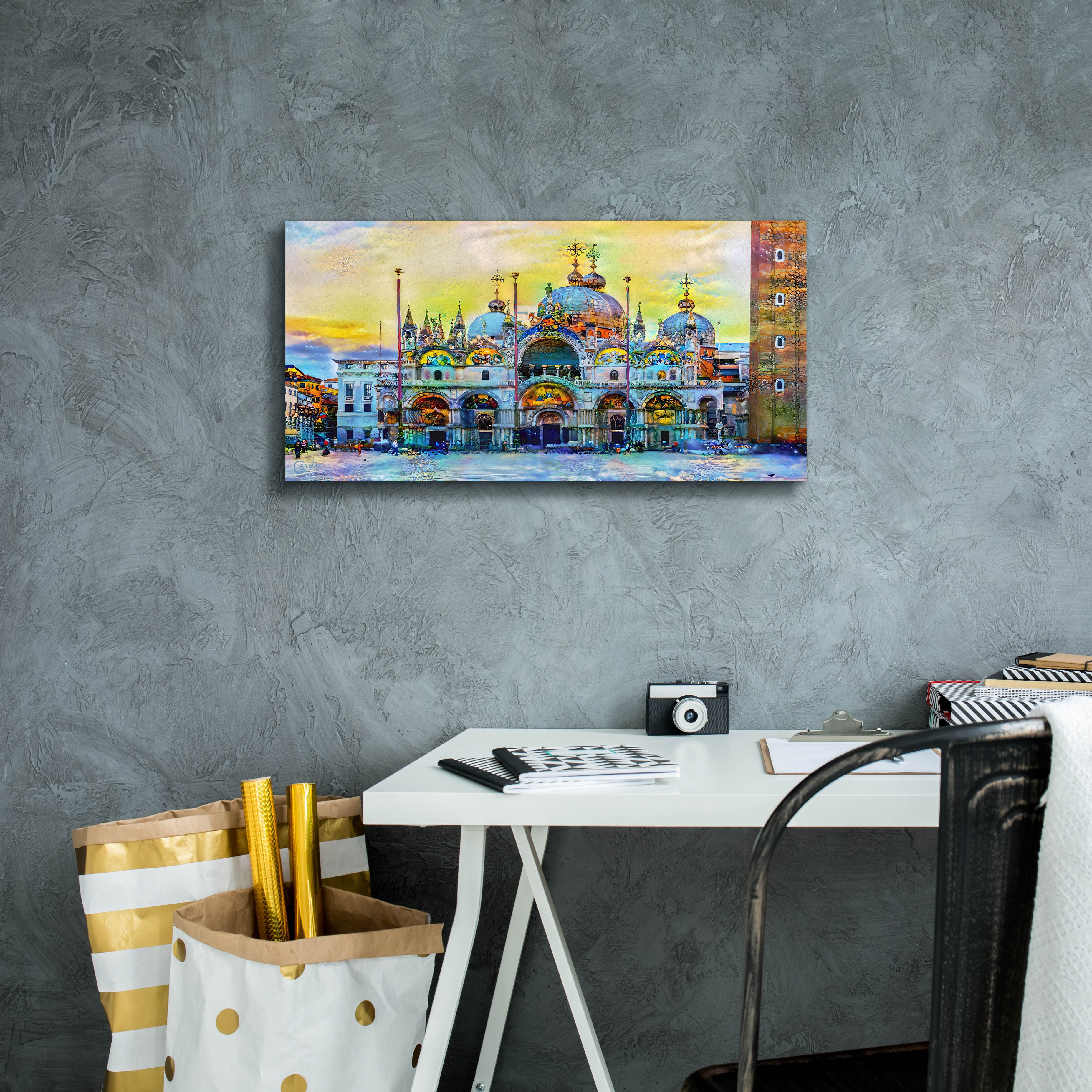 'Venice Italy Patriarchal Cathedral Basilica of Saint Mark at Sunset' by Pedro Gavidia, Canvas Wall Art,24 x 12