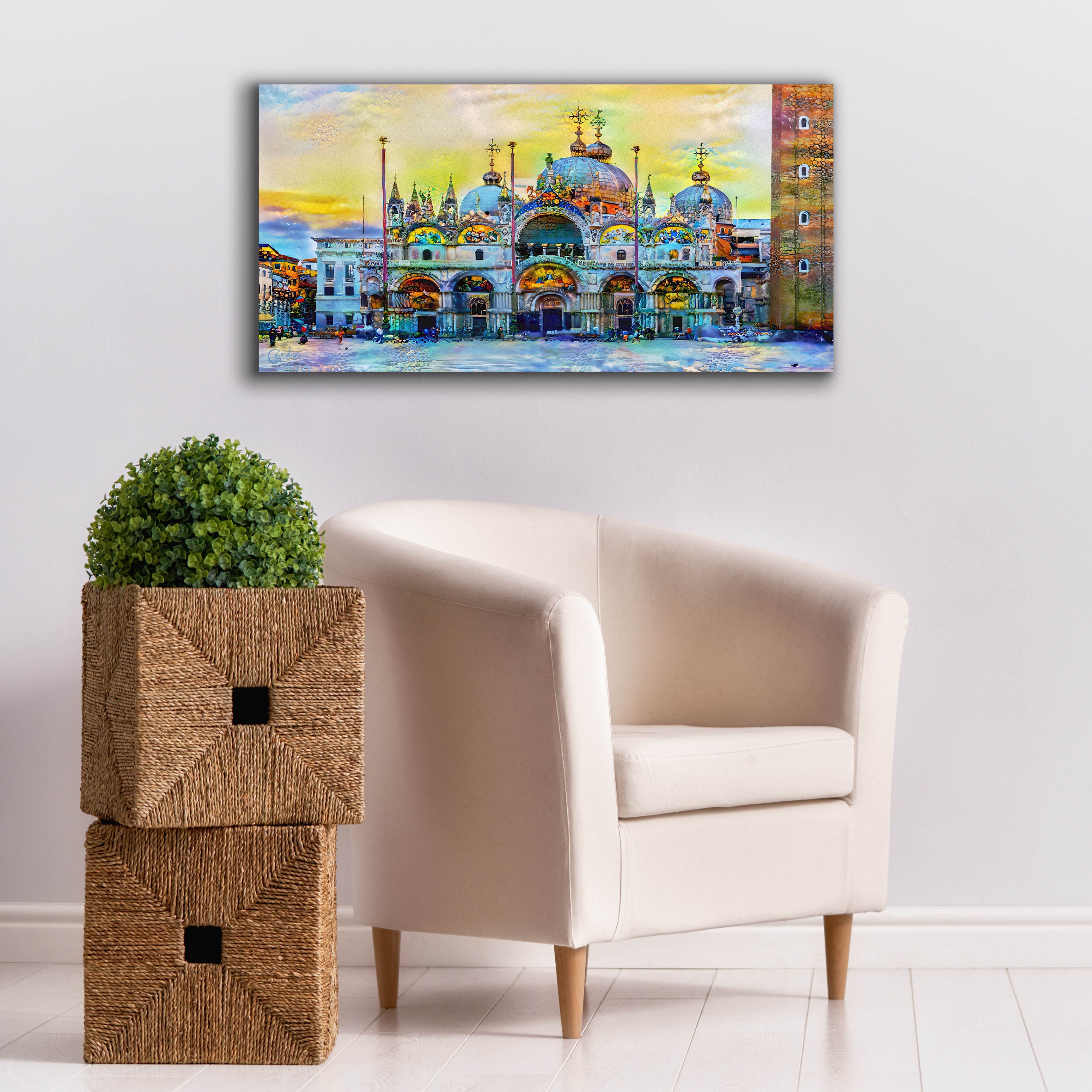 'Venice Italy Patriarchal Cathedral Basilica of Saint Mark at Sunset' by Pedro Gavidia, Canvas Wall Art,40 x 20
