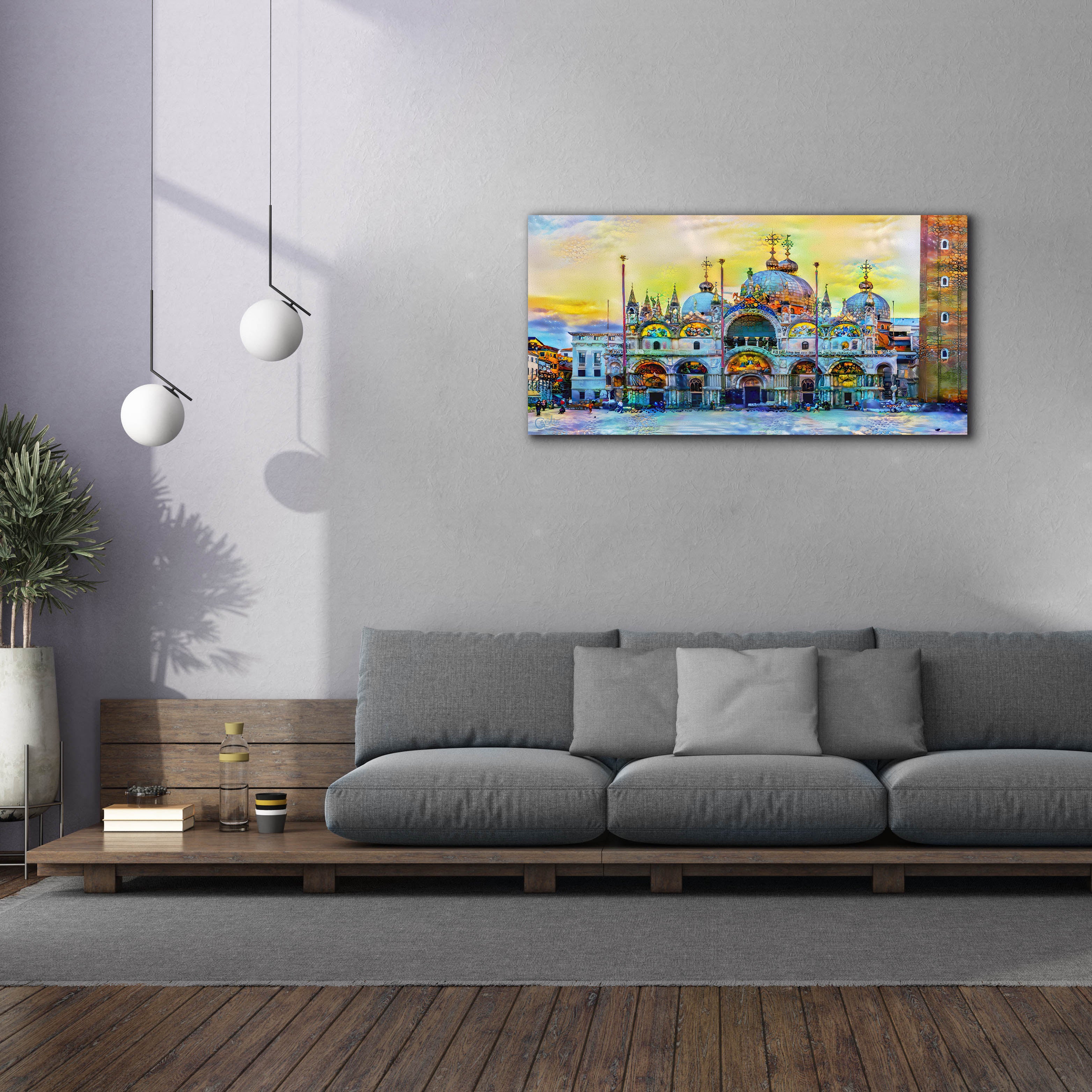 'Venice Italy Patriarchal Cathedral Basilica of Saint Mark at Sunset' by Pedro Gavidia, Canvas Wall Art,60 x 30