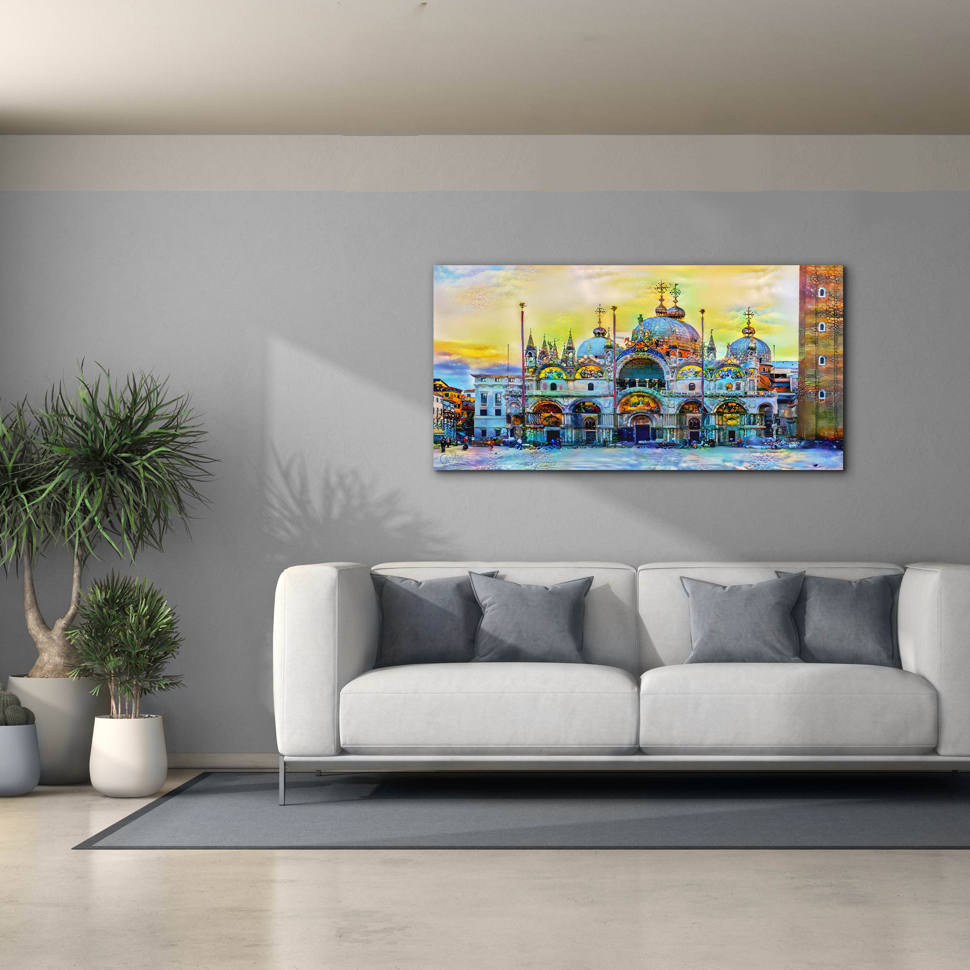 'Venice Italy Patriarchal Cathedral Basilica of Saint Mark at Sunset' by Pedro Gavidia, Canvas Wall Art,60 x 30