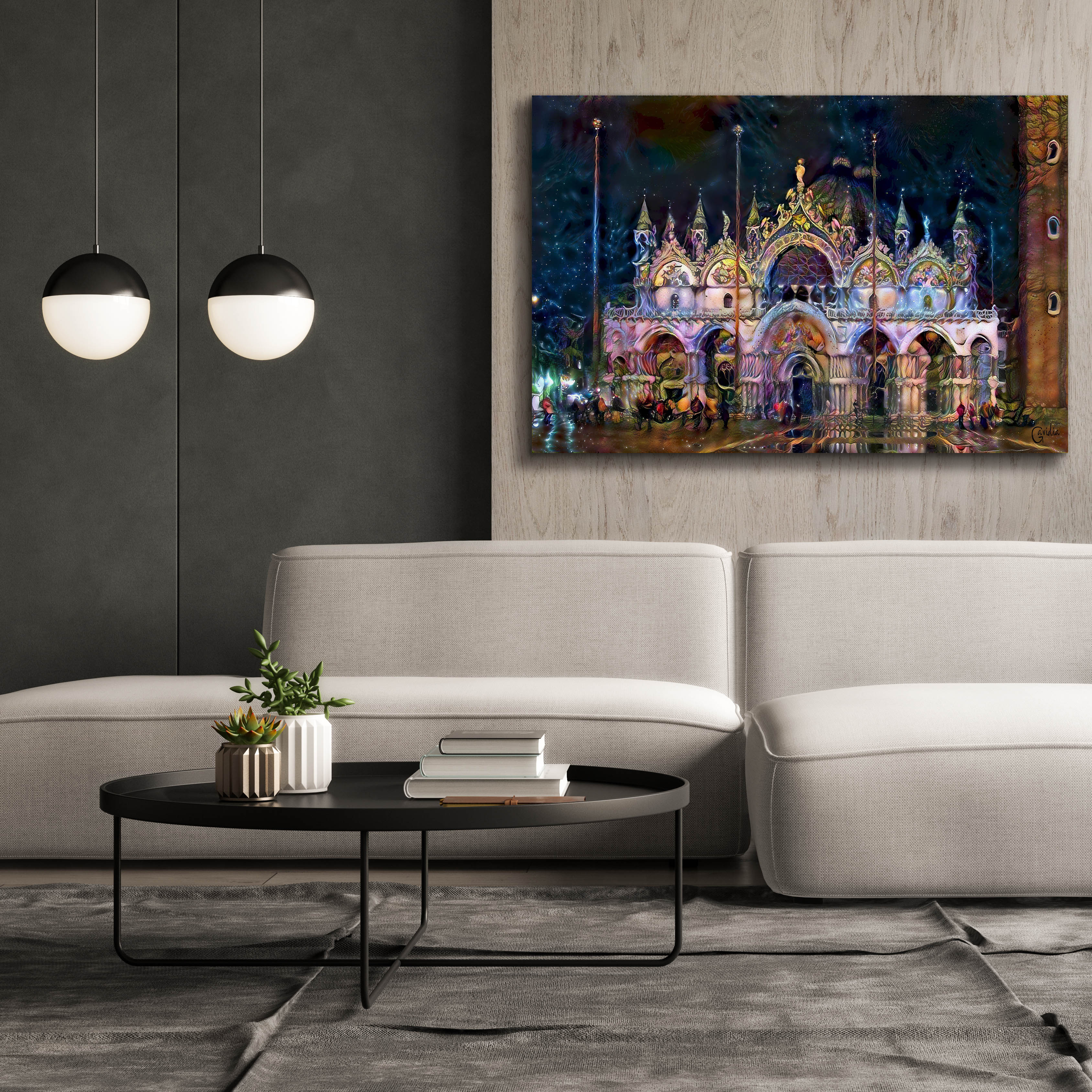 'Venice Italy Patriarchal Cathedral Basilica of Saint Mark at Night' by Pedro Gavidia, Canvas Wall Art,60 x 40