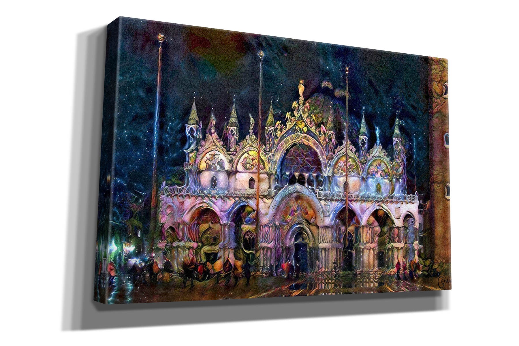 'Venice Italy Patriarchal Cathedral Basilica of Saint Mark at Night' by Pedro Gavidia, Canvas Wall Art