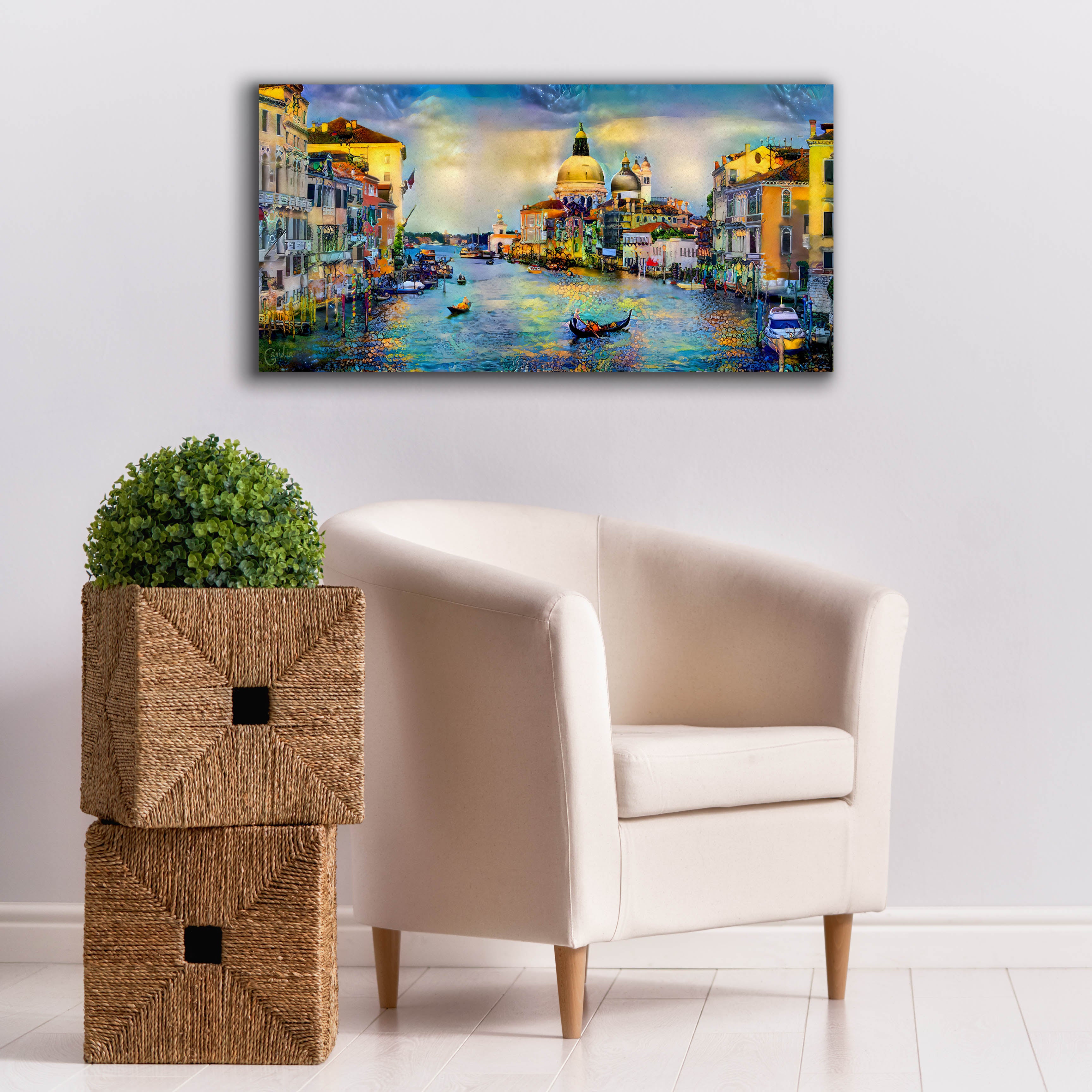 'Venice Italy Grand Canal and La Salute' by Pedro Gavidia, Canvas Wall Art,40 x 20