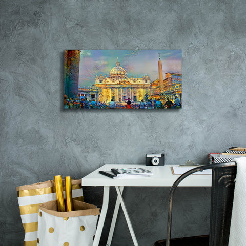 Image of 'Vatican City Saint Peter Basilica' by Pedro Gavidia, Canvas Wall Art,24 x 12