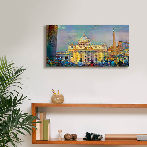 Image of 'Vatican City Saint Peter Basilica' by Pedro Gavidia, Canvas Wall Art,24 x 12