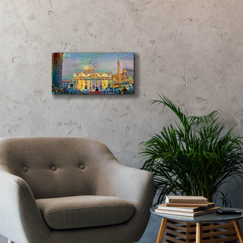 Image of 'Vatican City Saint Peter Basilica' by Pedro Gavidia, Canvas Wall Art,24 x 12