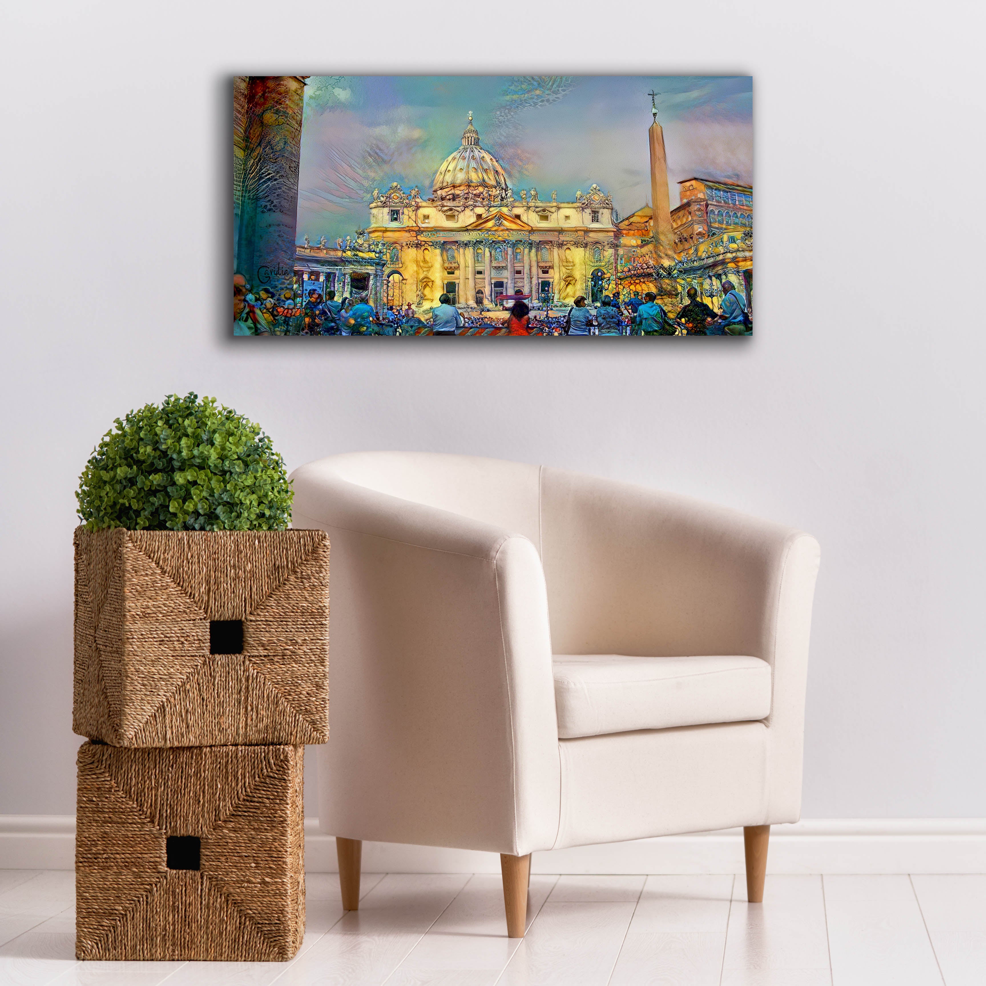 'Vatican City Saint Peter Basilica' by Pedro Gavidia, Canvas Wall Art,40 x 20