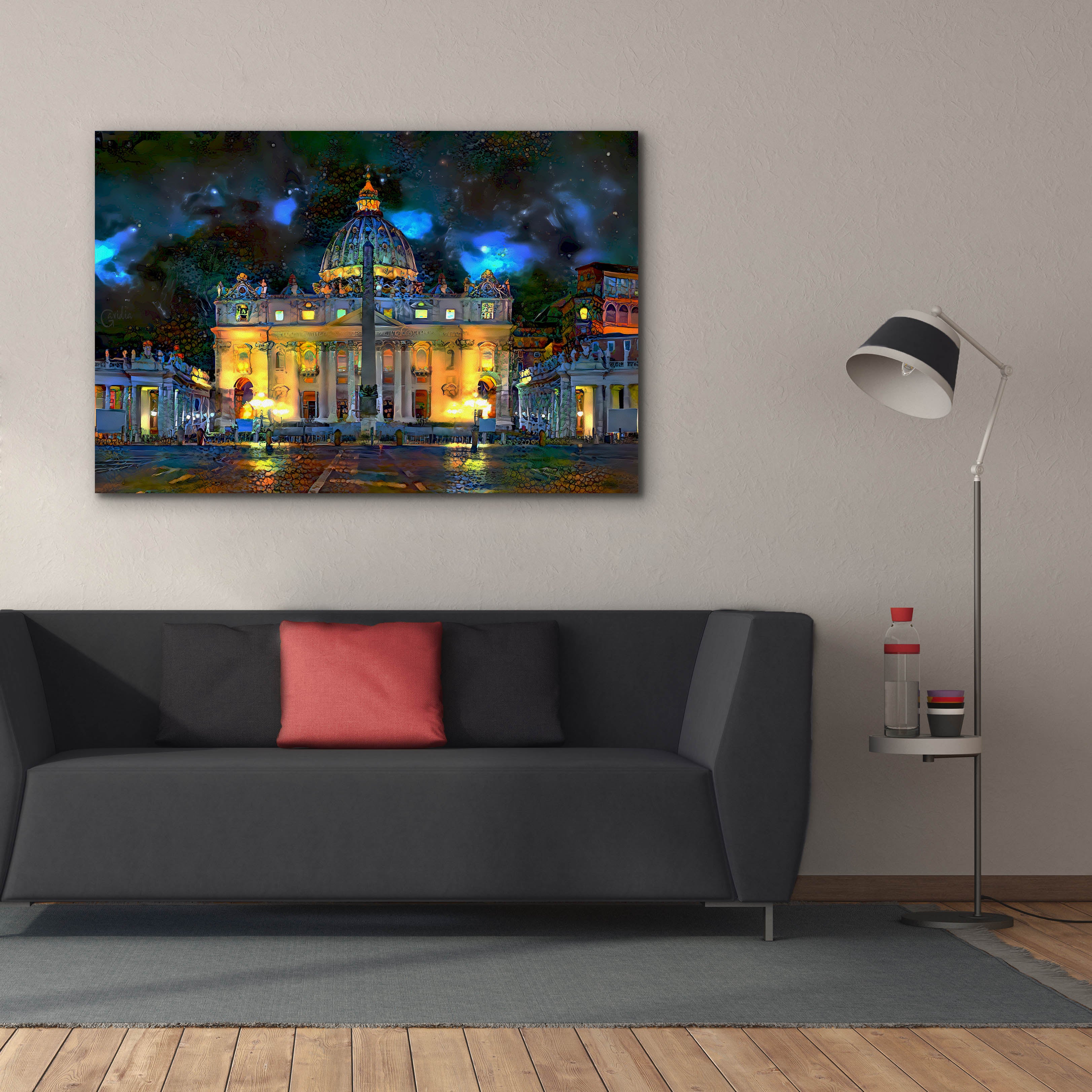 'Vatican City Saint Peter Basilica at night' by Pedro Gavidia, Canvas Wall Art,60 x 40