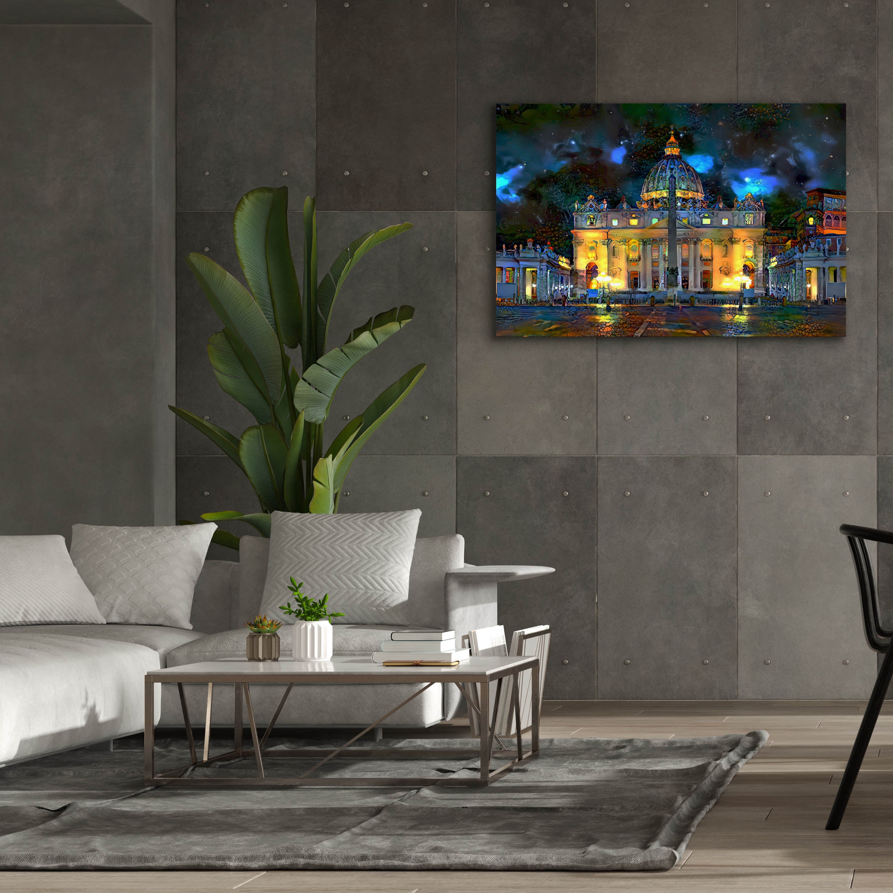 'Vatican City Saint Peter Basilica at night' by Pedro Gavidia, Canvas Wall Art,60 x 40