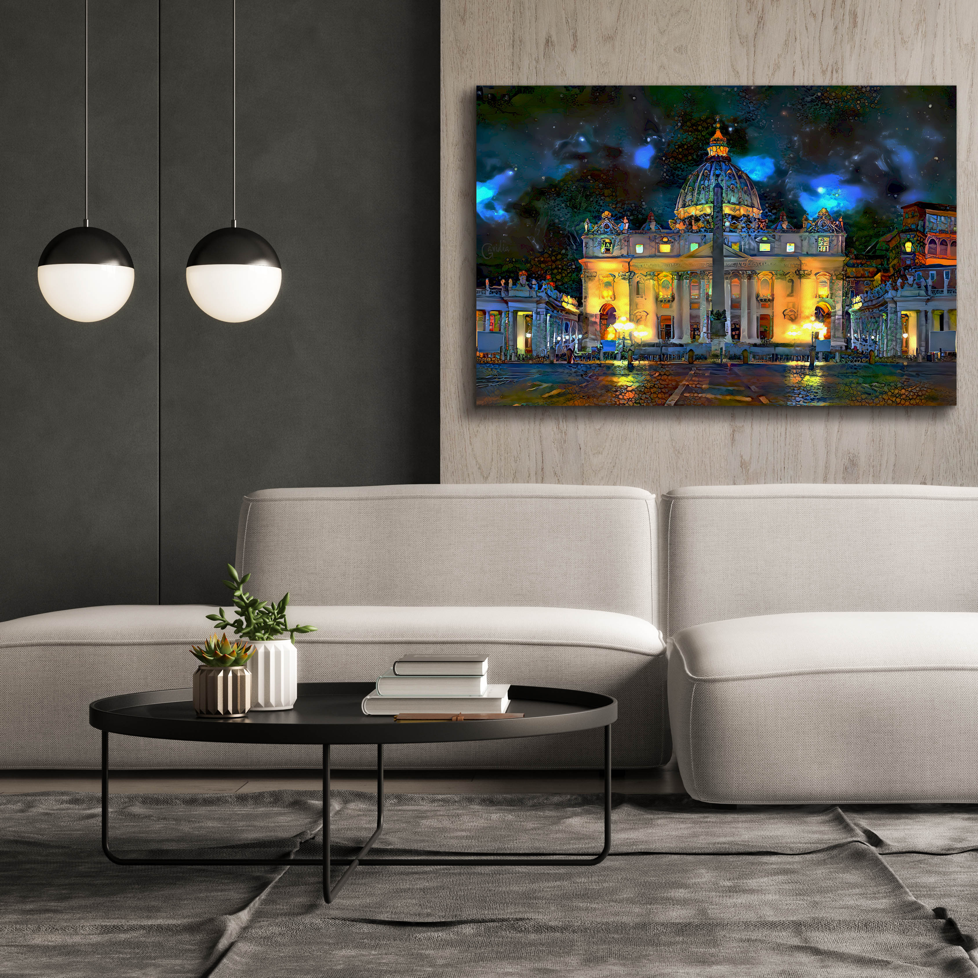 'Vatican City Saint Peter Basilica at night' by Pedro Gavidia, Canvas Wall Art,60 x 40