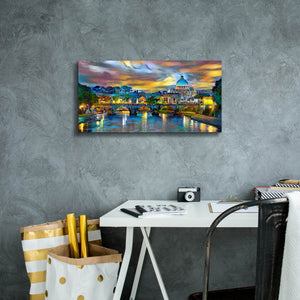 'Vatican City Saint Peter Basilica and bridge by night' by Pedro Gavidia, Canvas Wall Art,24 x 12