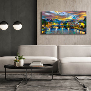 'Vatican City Saint Peter Basilica and bridge by night' by Pedro Gavidia, Canvas Wall Art,60 x 30