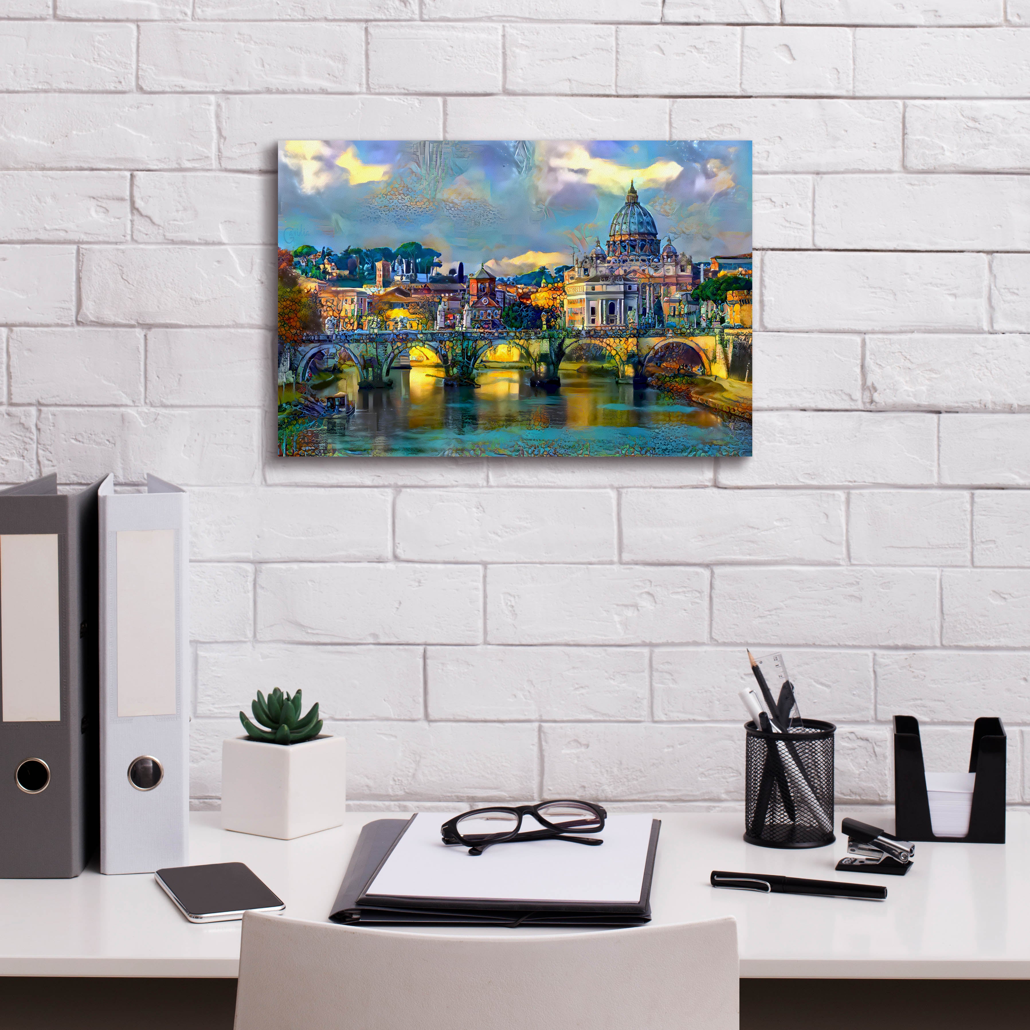 'Vatican City Saint Peter Basilica and bridge by day' by Pedro Gavidia, Canvas Wall Art,18 x 12