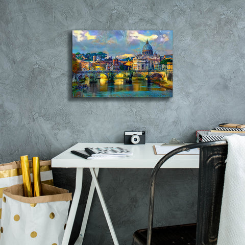 Image of 'Vatican City Saint Peter Basilica and bridge by day' by Pedro Gavidia, Canvas Wall Art,18 x 12