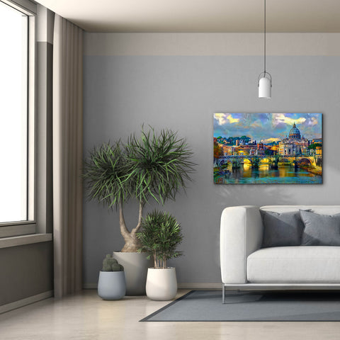 Image of 'Vatican City Saint Peter Basilica and bridge by day' by Pedro Gavidia, Canvas Wall Art,40 x 26