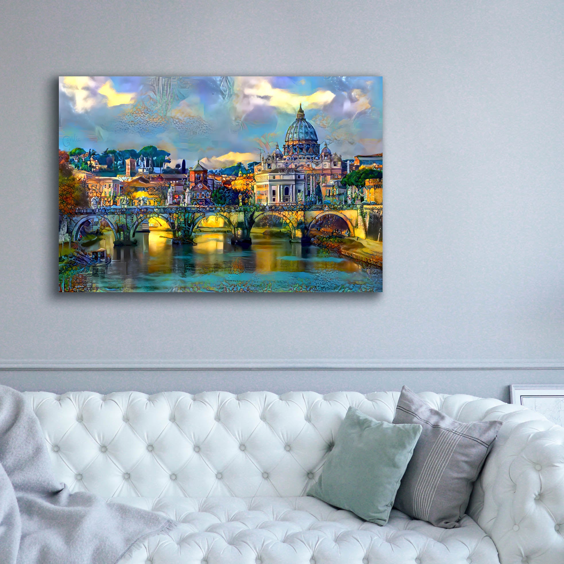 'Vatican City Saint Peter Basilica and bridge by day' by Pedro Gavidia, Canvas Wall Art,60 x 40