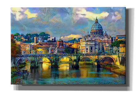 'Vatican City Saint Peter Basilica and bridge by day' by Pedro Gavidia, Canvas Wall Art