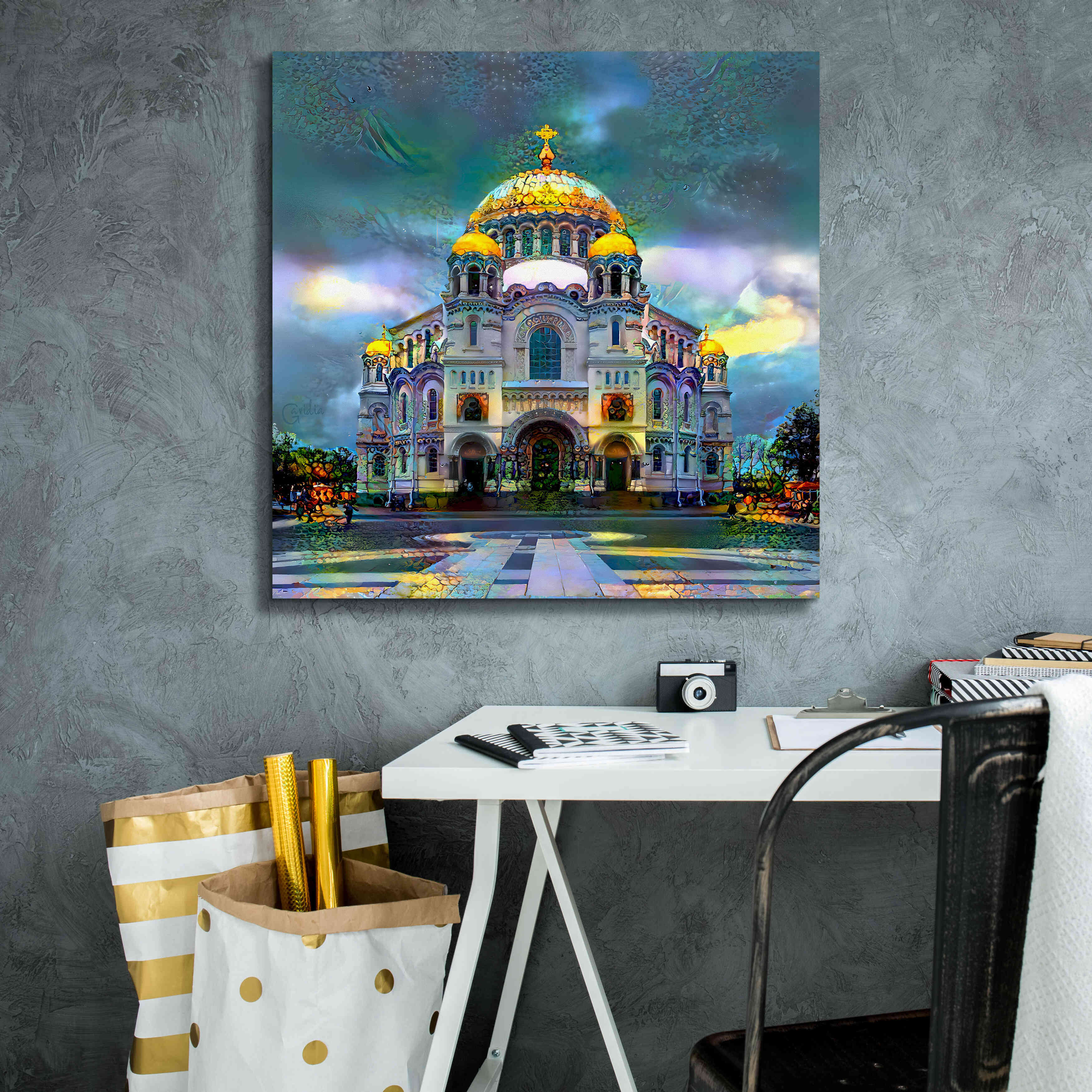 'Saint Petersburg Russia Naval cathedral of Saint Nicholas in Kronstadt' by Pedro Gavidia, Canvas Wall Art,26 x 26