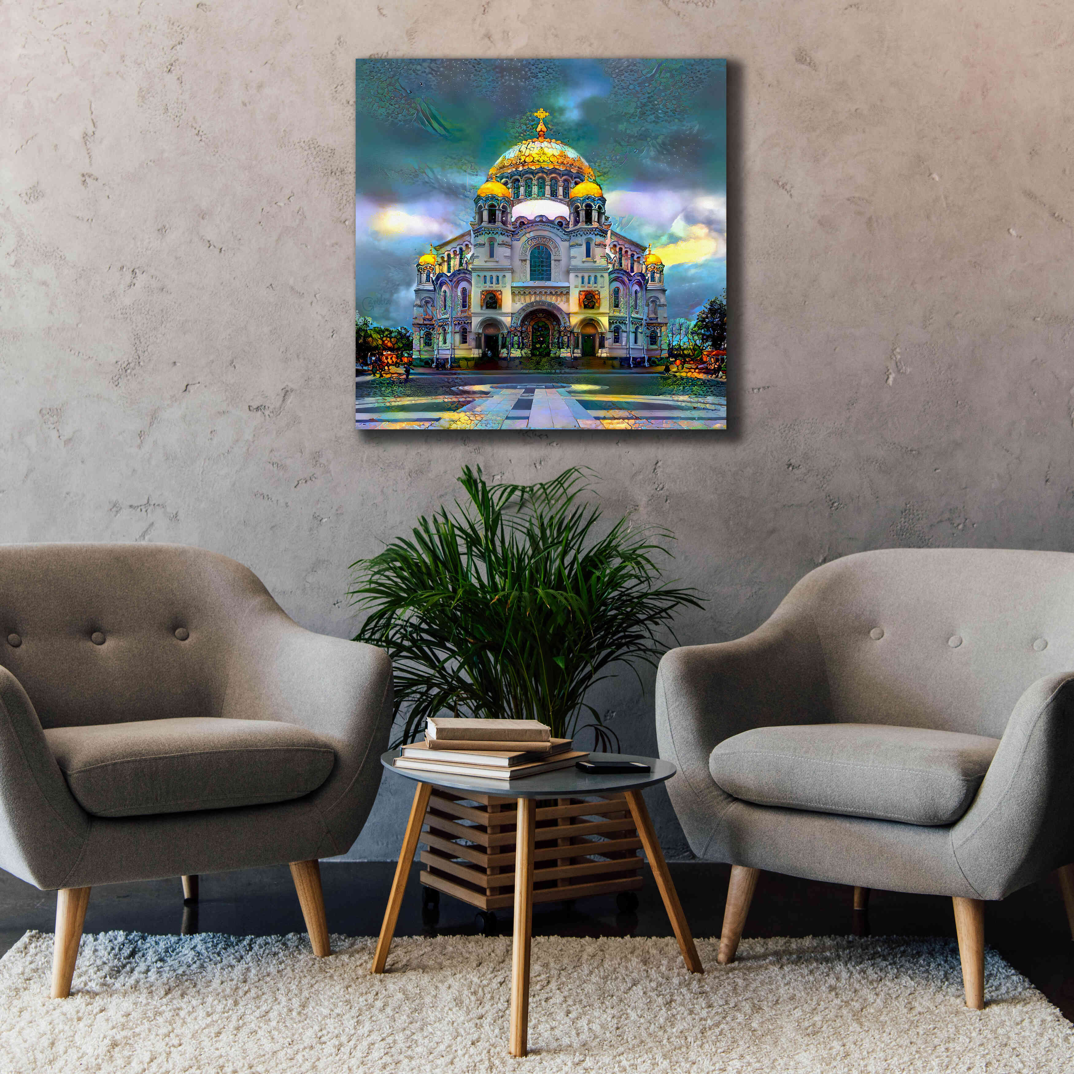 'Saint Petersburg Russia Naval cathedral of Saint Nicholas in Kronstadt' by Pedro Gavidia, Canvas Wall Art,37 x 37
