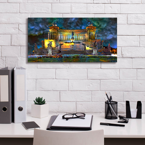 Image of 'Rome Italy Victor Emmanuel II National Monument at night' by Pedro Gavidia, Canvas Wall Art,24 x 12