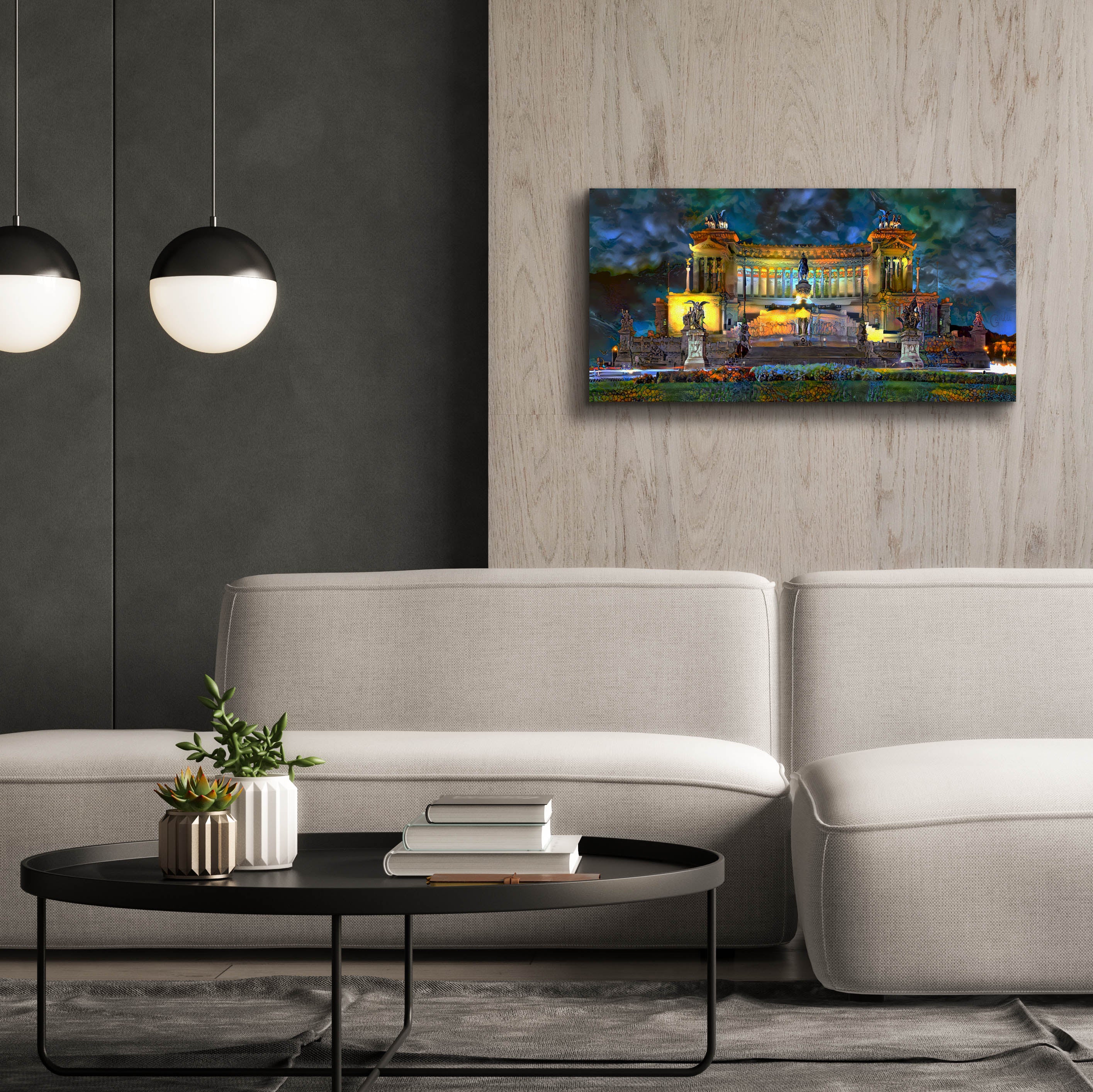 'Rome Italy Victor Emmanuel II National Monument at night' by Pedro Gavidia, Canvas Wall Art,40 x 20