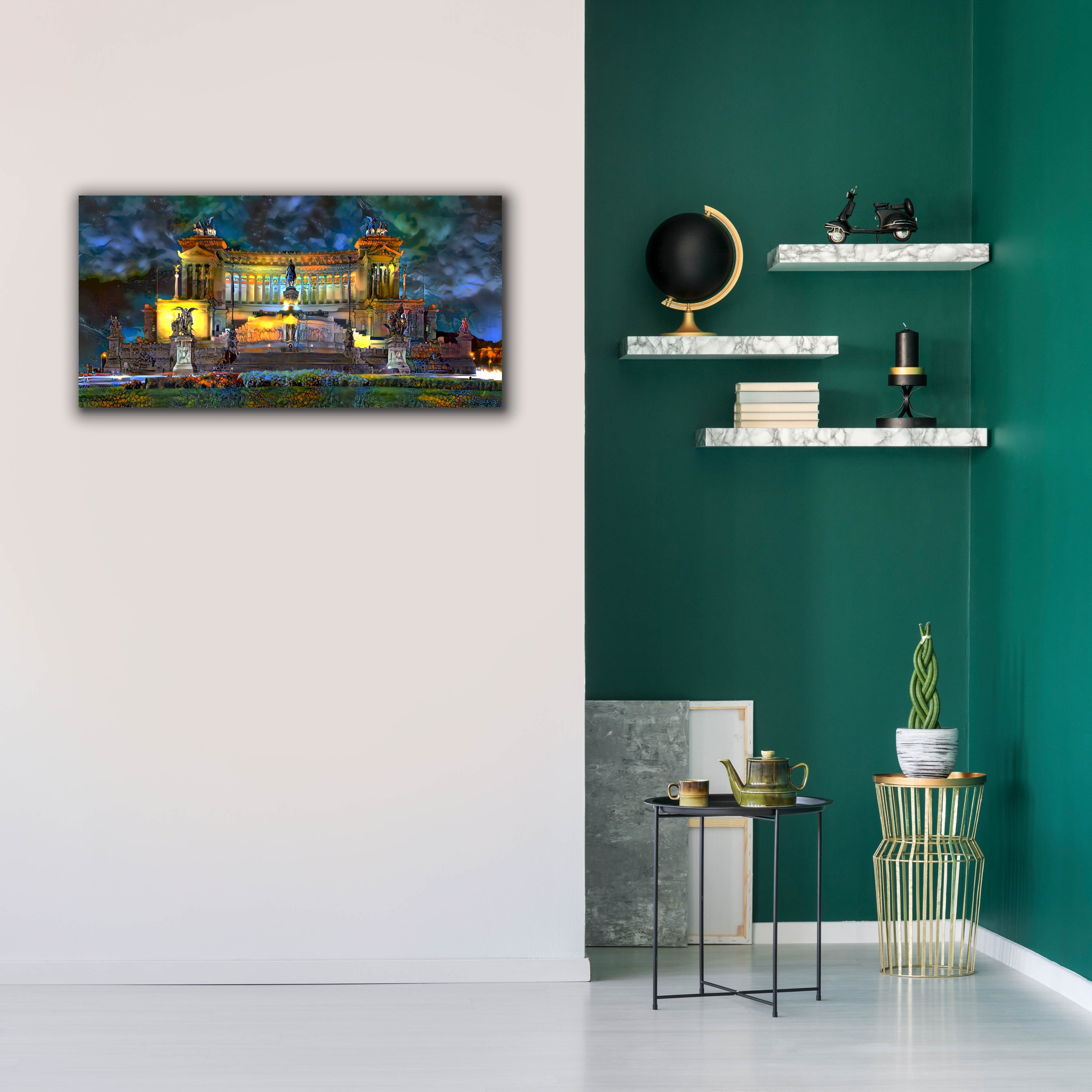 'Rome Italy Victor Emmanuel II National Monument at night' by Pedro Gavidia, Canvas Wall Art,40 x 20
