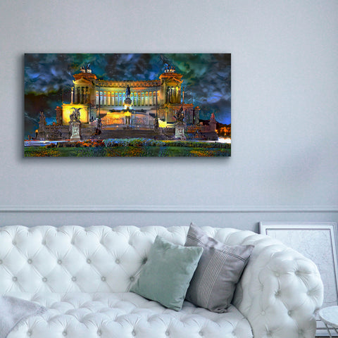 Image of 'Rome Italy Victor Emmanuel II National Monument at night' by Pedro Gavidia, Canvas Wall Art,60 x 30