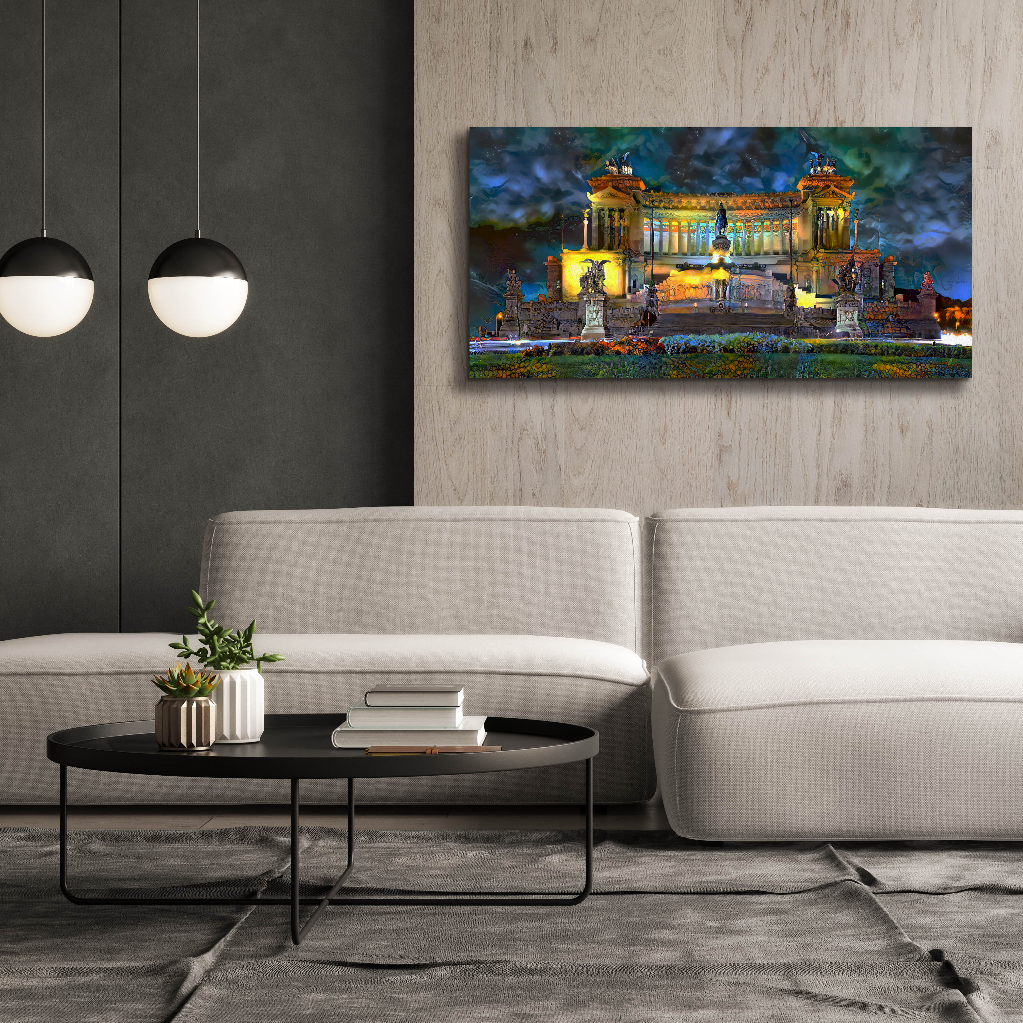'Rome Italy Victor Emmanuel II National Monument at night' by Pedro Gavidia, Canvas Wall Art,60 x 30