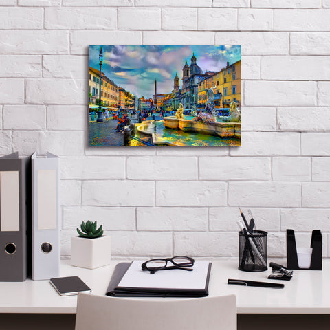 Image of 'Rome Italy Piazza Navona' by Pedro Gavidia, Canvas Wall Art,18 x 12