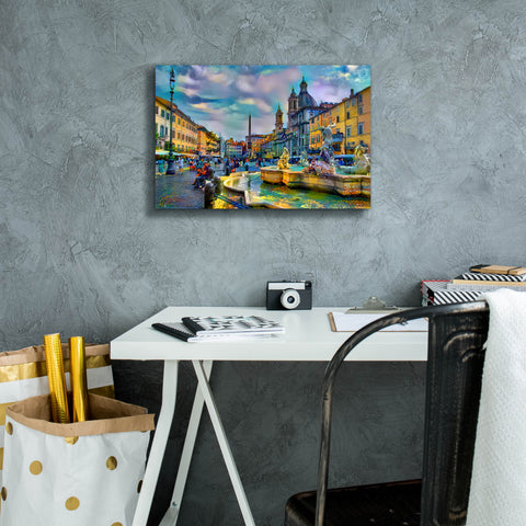 Image of 'Rome Italy Piazza Navona' by Pedro Gavidia, Canvas Wall Art,18 x 12